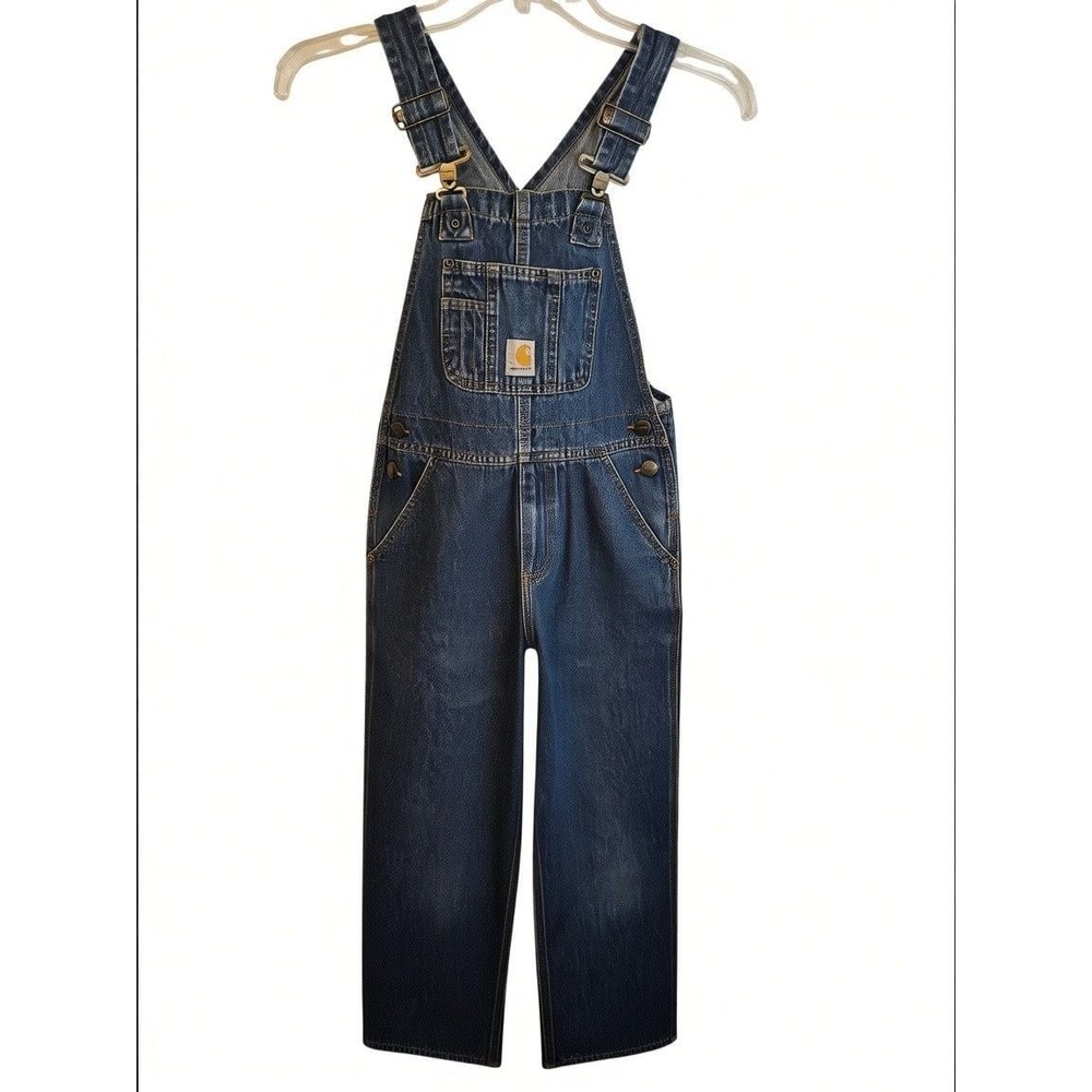 Carhartt Master Cloth Denim Overalls Size Youth 7 Blue Jeans Workwear